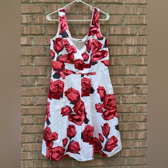 Floral Sleeveless Dress with Red Roses - Picture 1 of 7